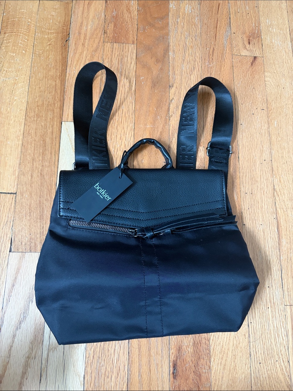 botkier mini nylon/leather backpack black nwt
